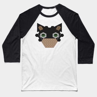 Black Cat Wearing Brown Flowers Pattern Mask Baseball T-Shirt